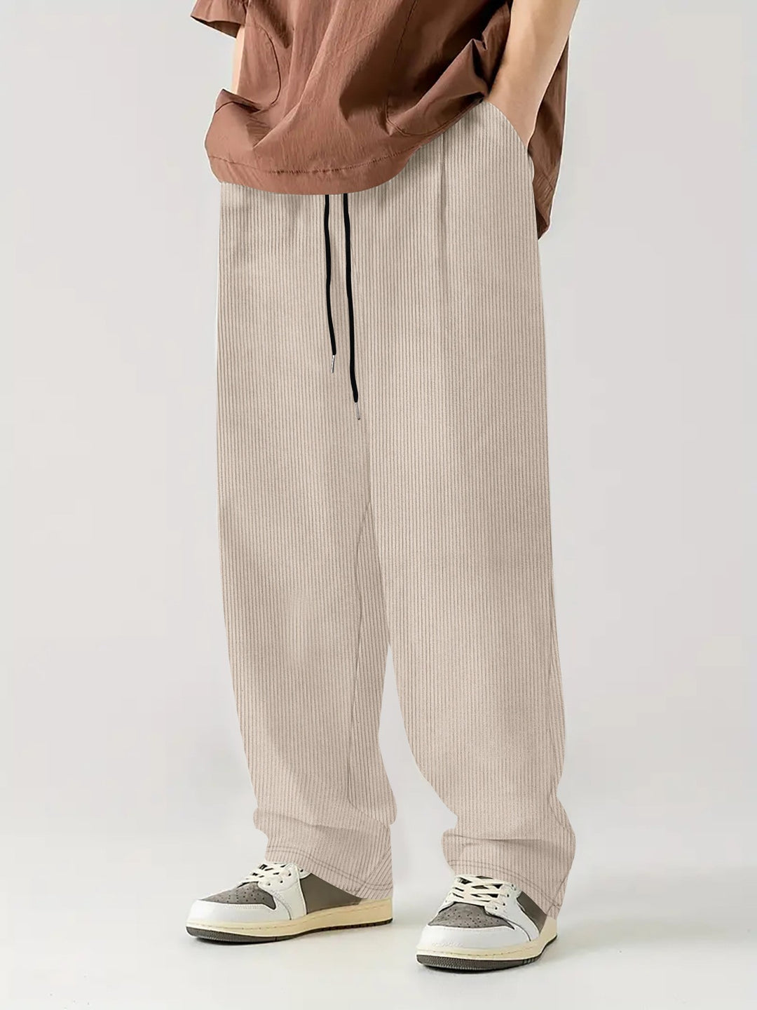 Comfortable ribbed pants for men with elastic waistband Lune London