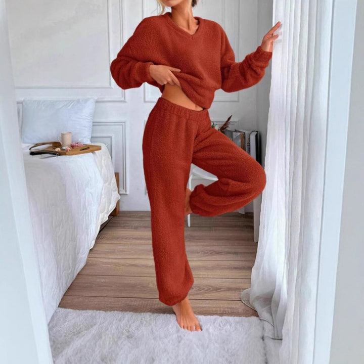 Ladies Cozy Fleece Lounge Set with Elastic Waist Lune London