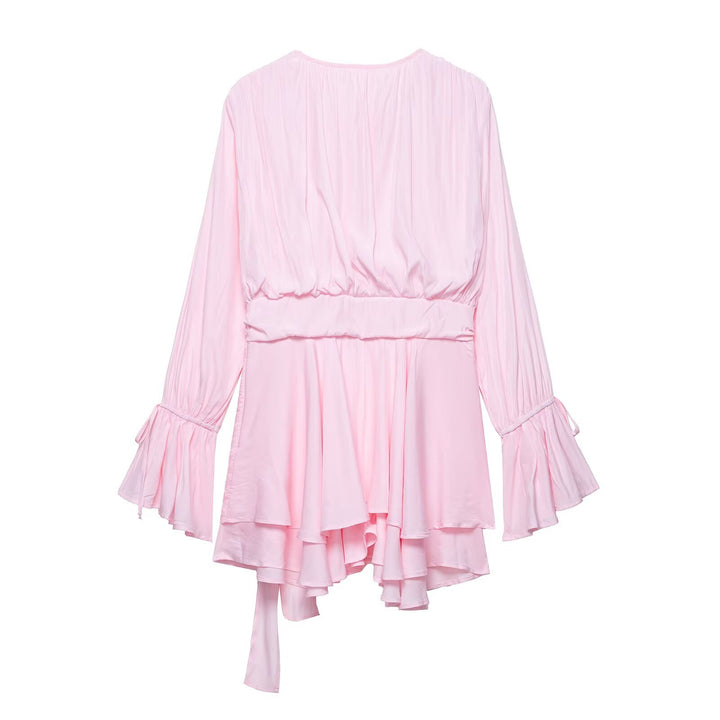 Elegant wrap dress for women with a romantic ruffle design Lune London
