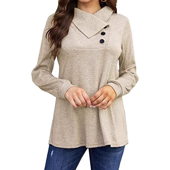 Woman Casual top with asymmetric collar and button detail Lune London