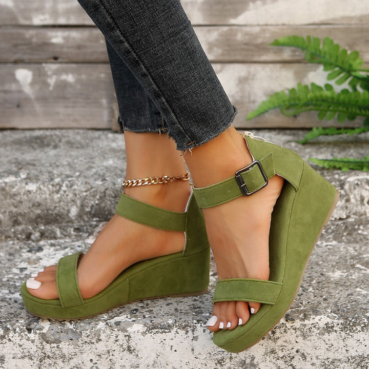 Wedge heel sandals for women with adjustable strap and non-slip sole Lune London