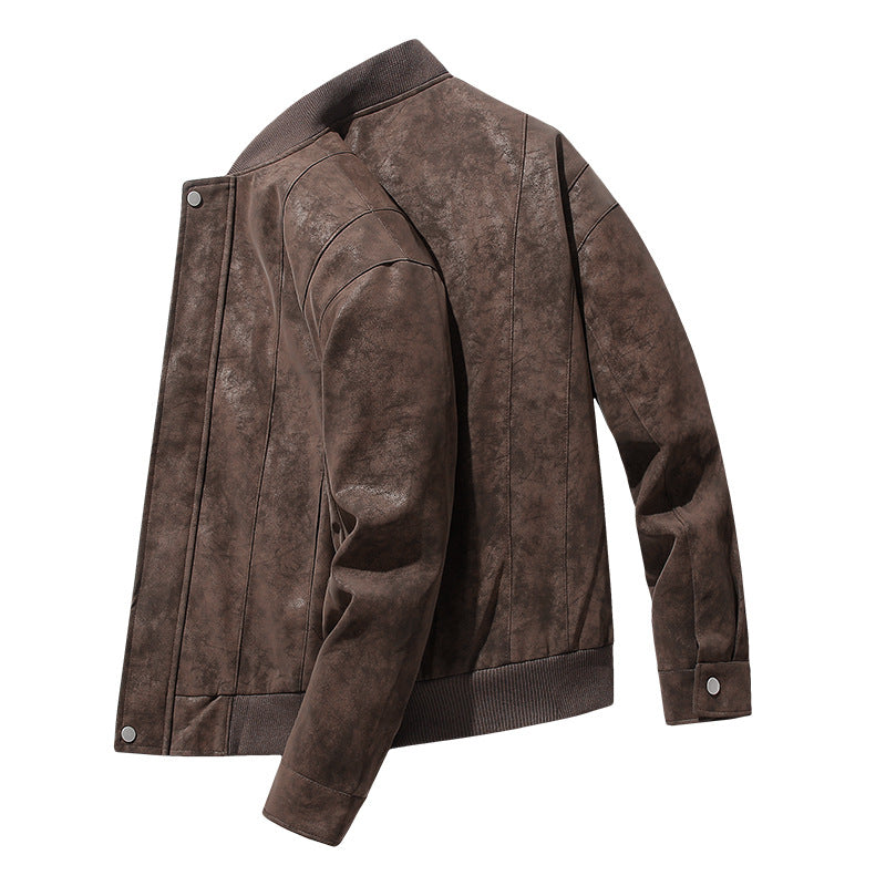 Suede bomber jacket for men with sporty elements Lune London