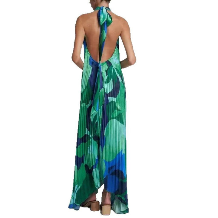 Maxi dress with pleats and floral pattern for women Lune London