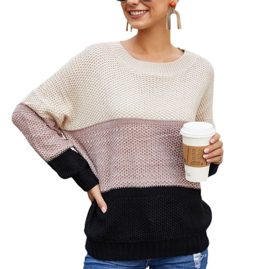 Pull en tricot chunky pour femmes avec un design à blocs tendance et une coupe décontractée Chic & Stil
