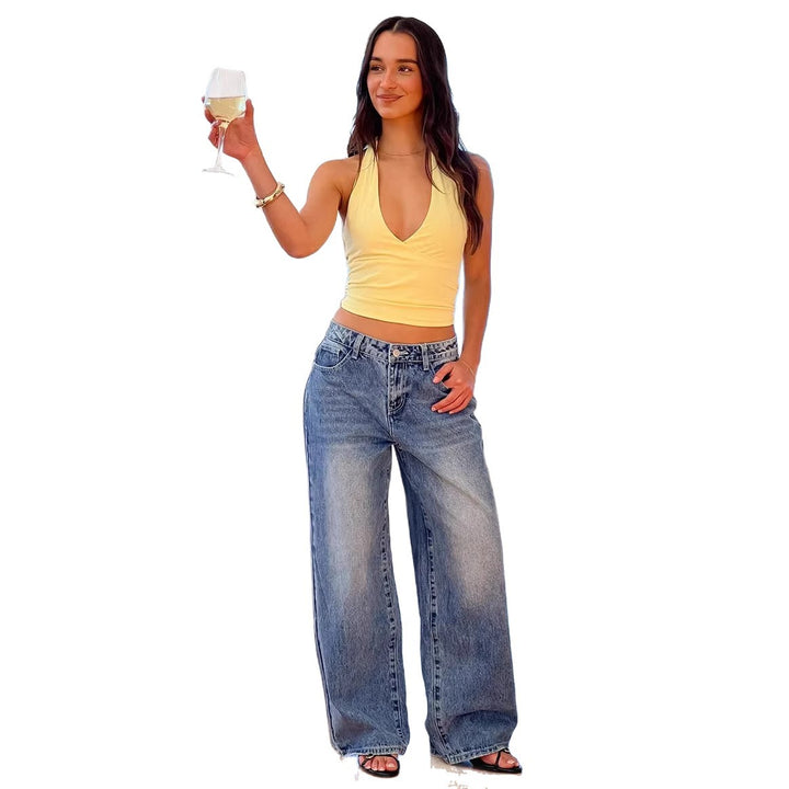 Women's wide-cut jeans with a high waist and casual style Lune London