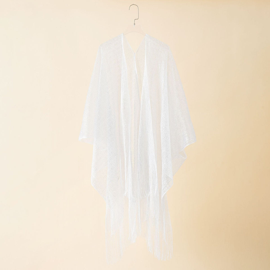 Women's Fringe Kimono Made of Transparent, Airy Structure Chic und Stil