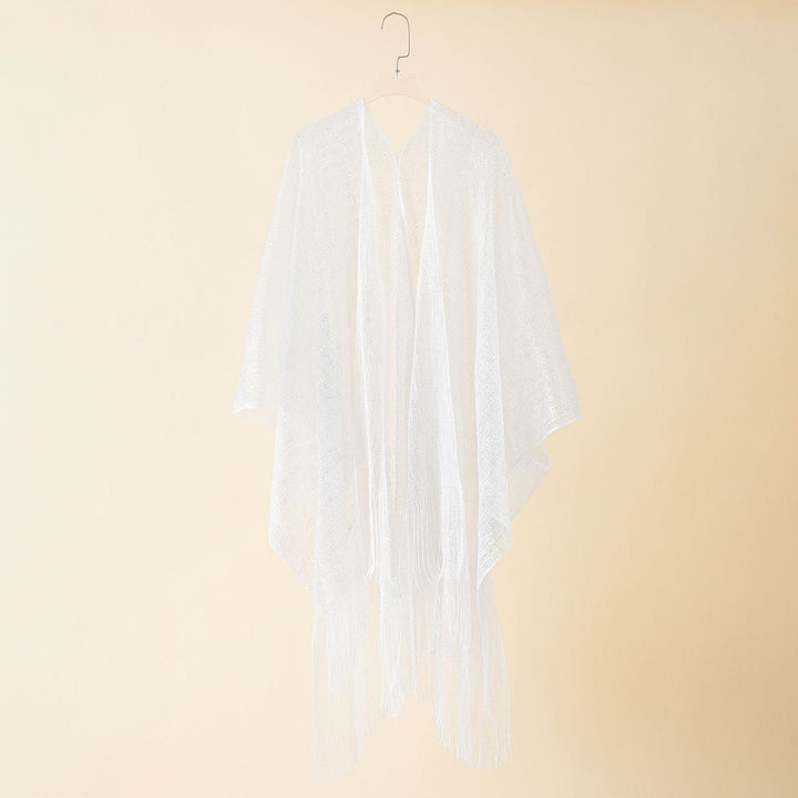 Women's Fringe Kimono Made of Transparent, Airy Structure Chic und Stil