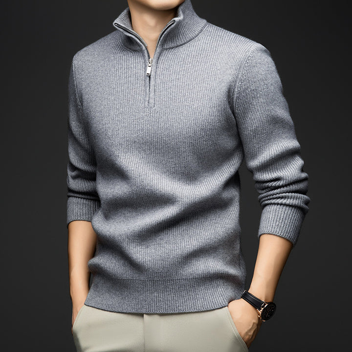 Pull-over zippé élégant pour hommes en laine douce Lune London