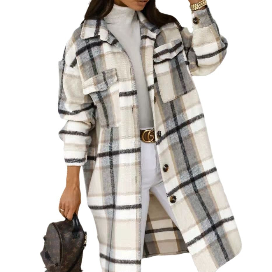Women Oversized Checkered Shirt-Coat with Practical Pockets Lune London