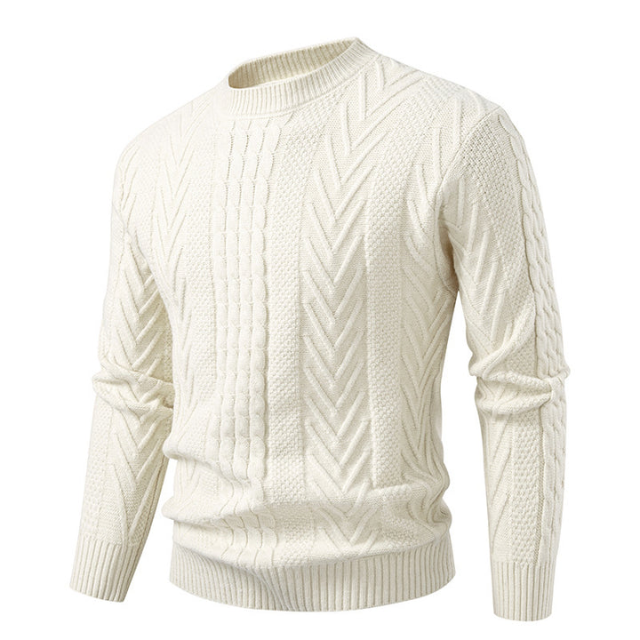 Chunky knit sweater for men with cable pattern and round neck Lune London