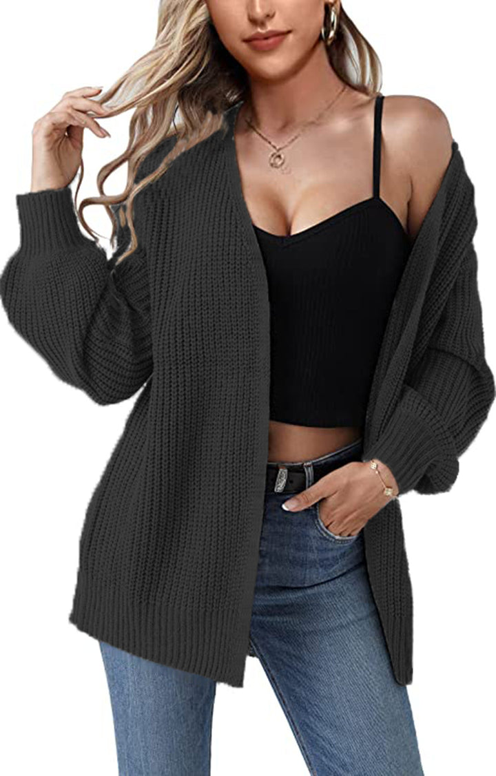 Ladies Large Sweater Cardigan with Open Pleats and Chic Relaxed Fit and Style