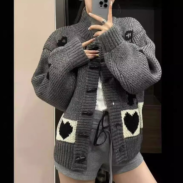 Cardigan femme avec des motifs animaux tendance et col haut Chic & Stil