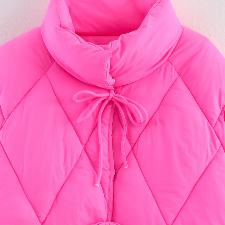 Quilted transitional jacket for women with high collar and drawstring Lune London