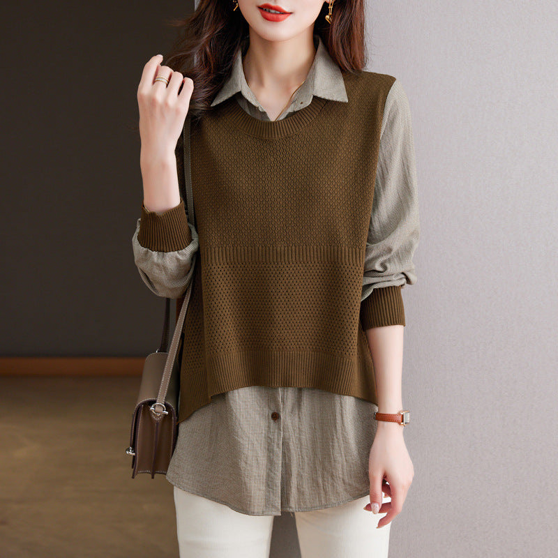 Pull en tricot pour femmes avec un look superposé unique et une texture fine Lune London