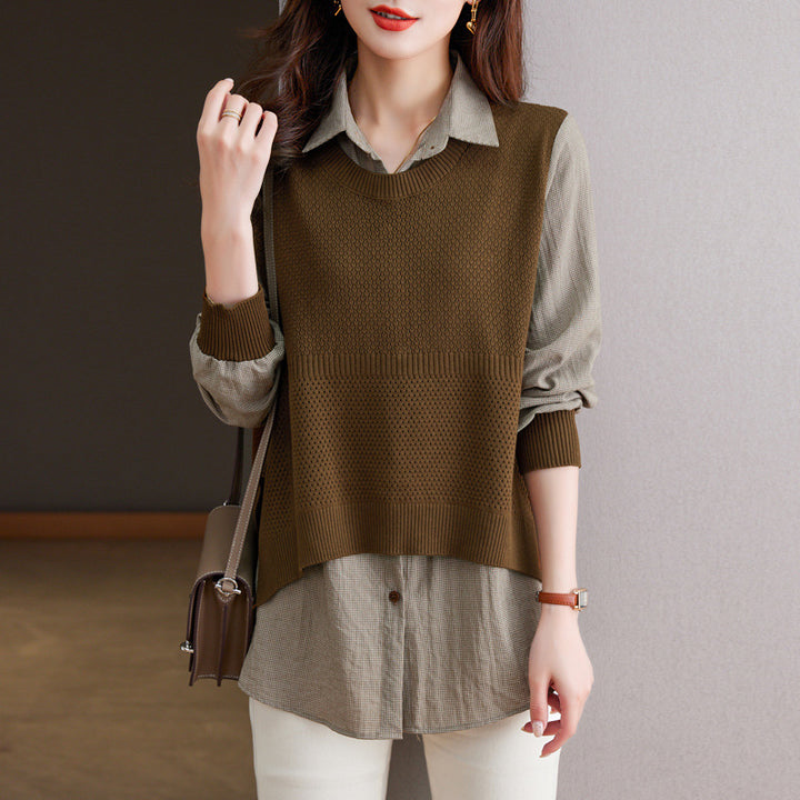 Pull en tricot pour femmes avec un look superposé unique et une texture fine Lune London