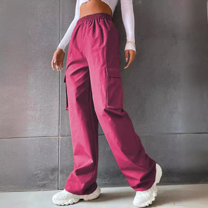Women's cargo pants with side pockets and elastic waistband Lune London