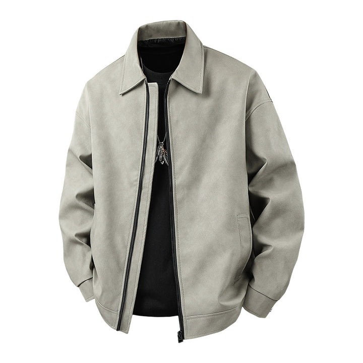 Sporty synthetic leather jacket for men with elastic waist Lune London
