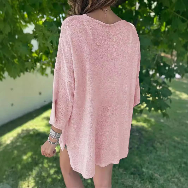 Women’s airy knitted top with an oversized cut and V-neck Lune London