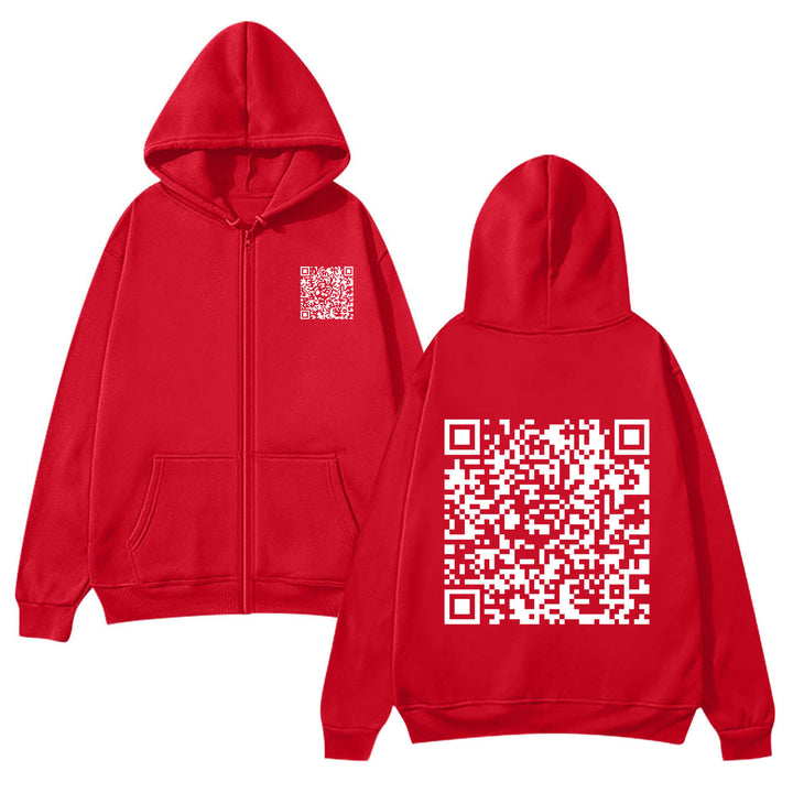 Women's hoodie jacket with QR code design and soft fleece Lune London