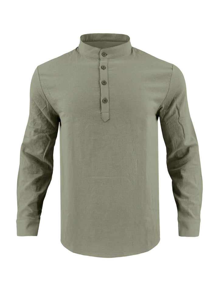 Elegant long-sleeved shirt for men with fashionable high collar and textured surface Lune London