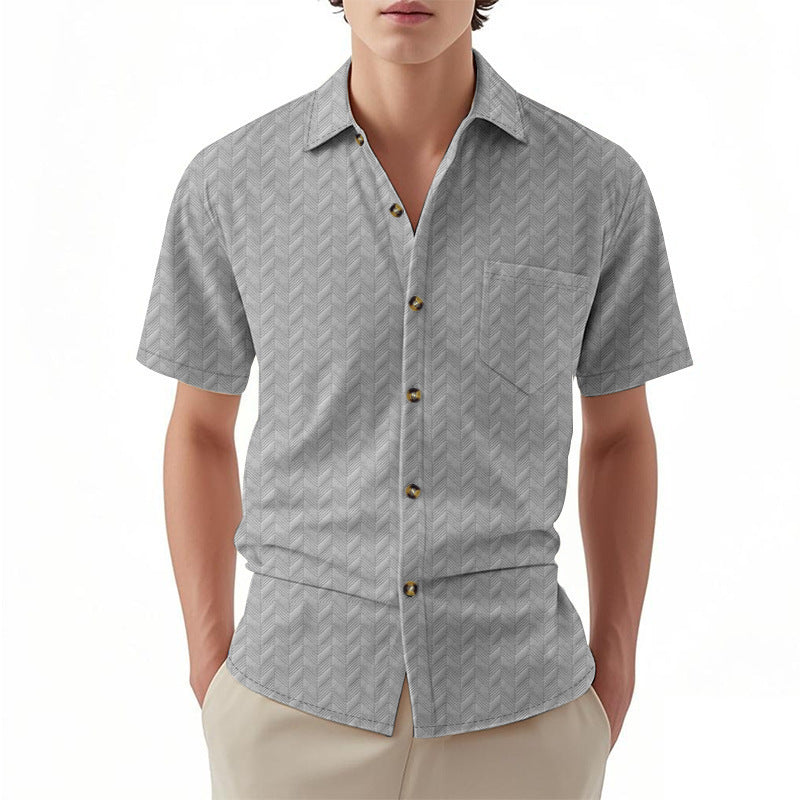 Short sleeve shirt for men with textured design and practical chest pocket detail Lune London