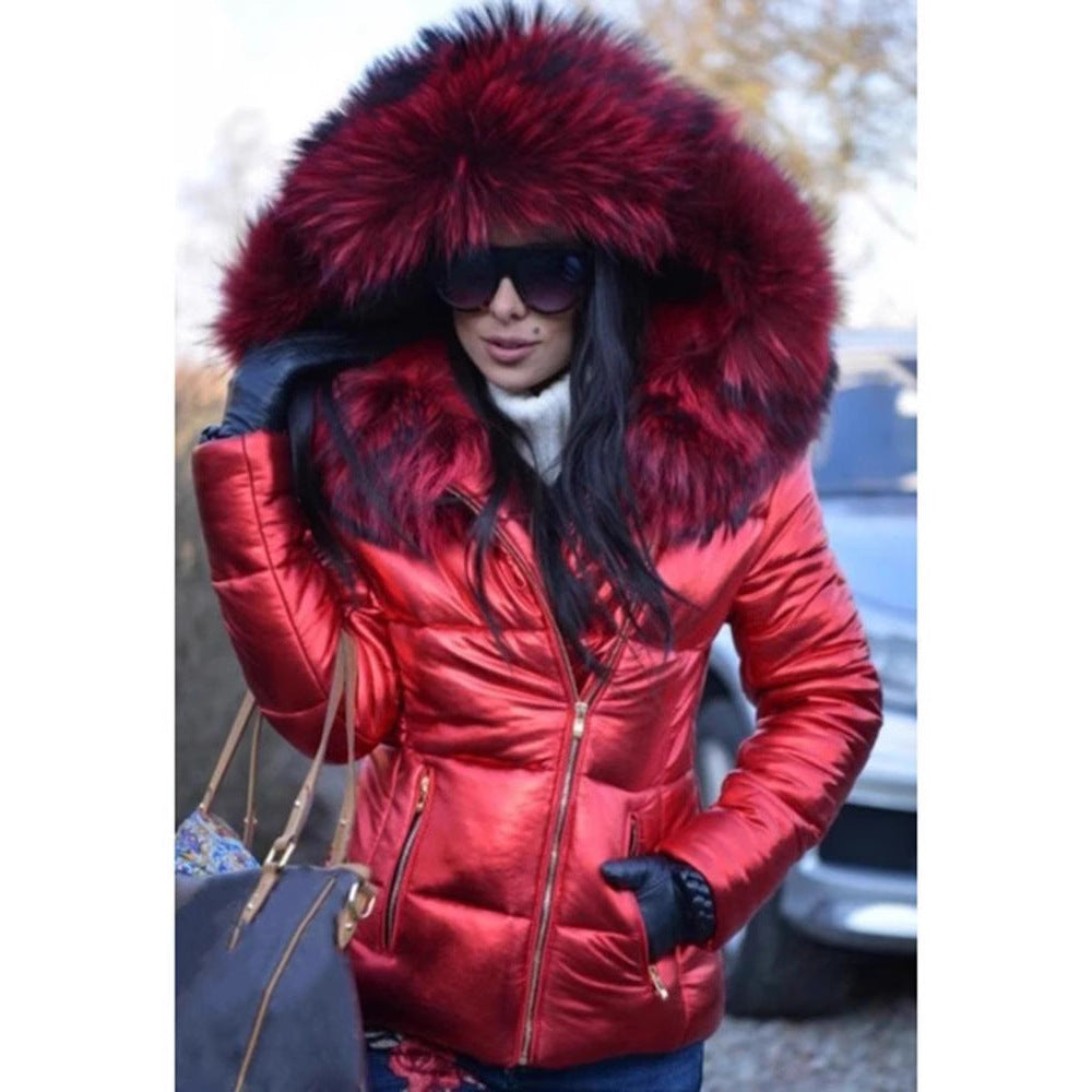 Lady quilted jacket with luxurious fur collar and practical pockets Lune London