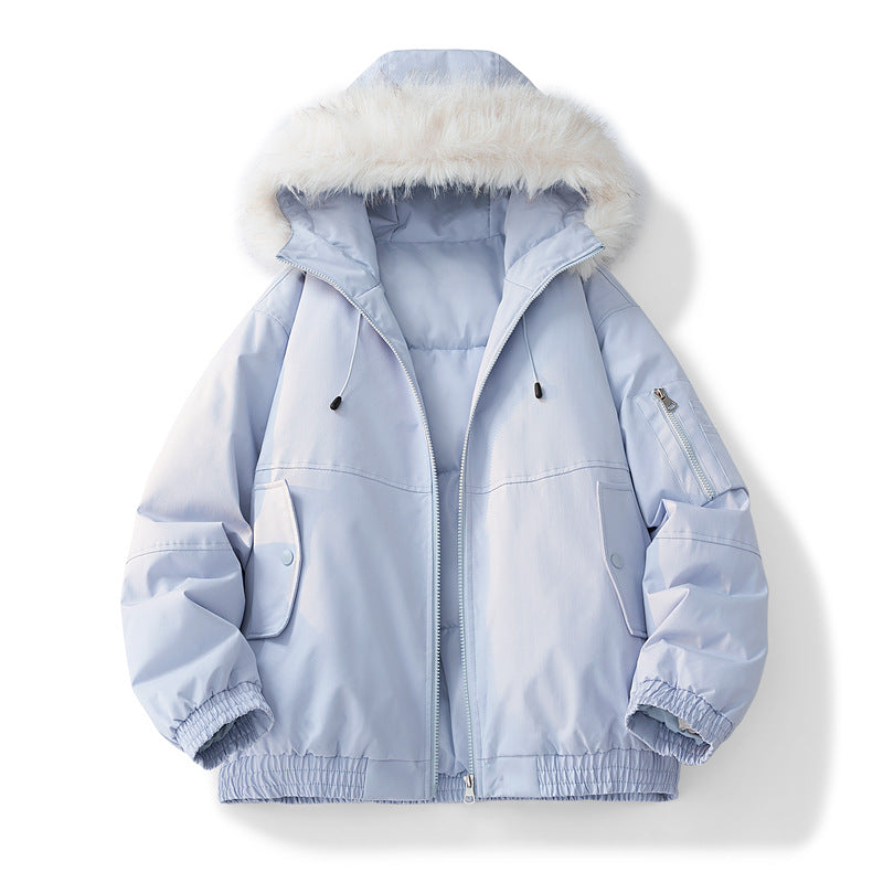 Ladies warm winter jacket with removable hood and luxurious synthetic fur Lune London