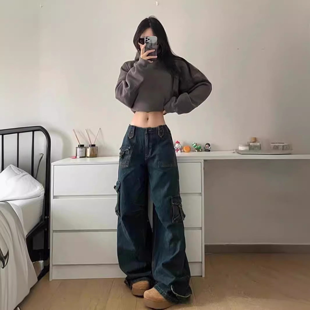 Women's Cargo Jeans In A Casual Oversized Style with Practical Side Pockets Lune London