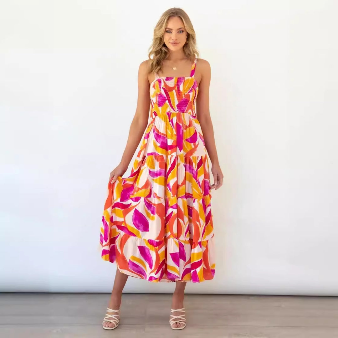 Women’s maxi dress with voluminous skirt and strapless shoulders Lune London