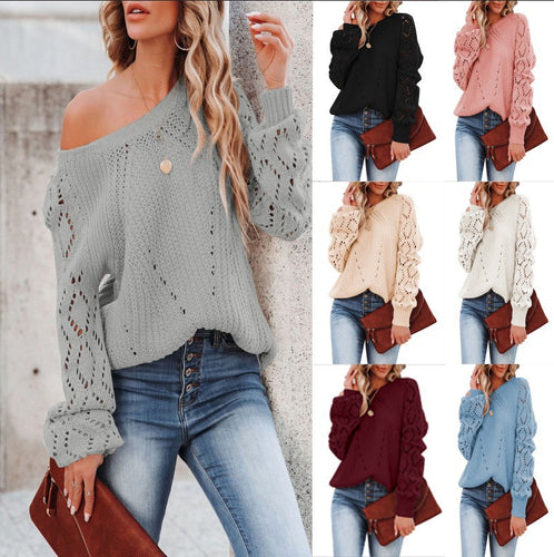 Knit sweater for women with detailed openwork pattern and relaxed fit Lune London
