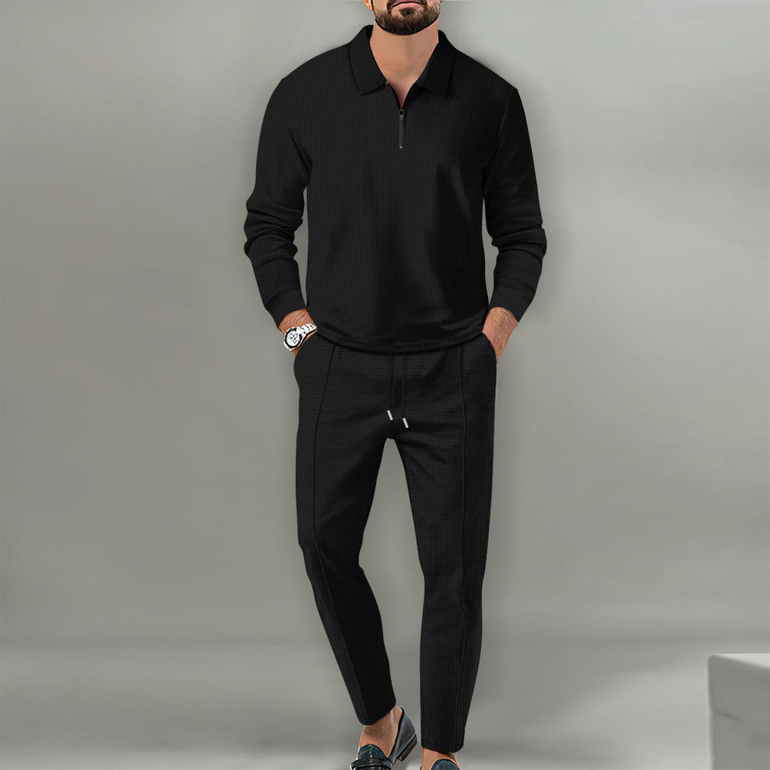 Men's Sports Zip-Up Sweater and Elegant Slim-Fit Pants Lune London