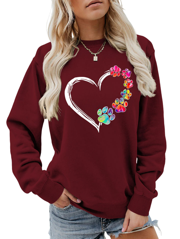 Sweatshirt pour femmes avec design créatif de cœur en forme de patte Chic & Stil