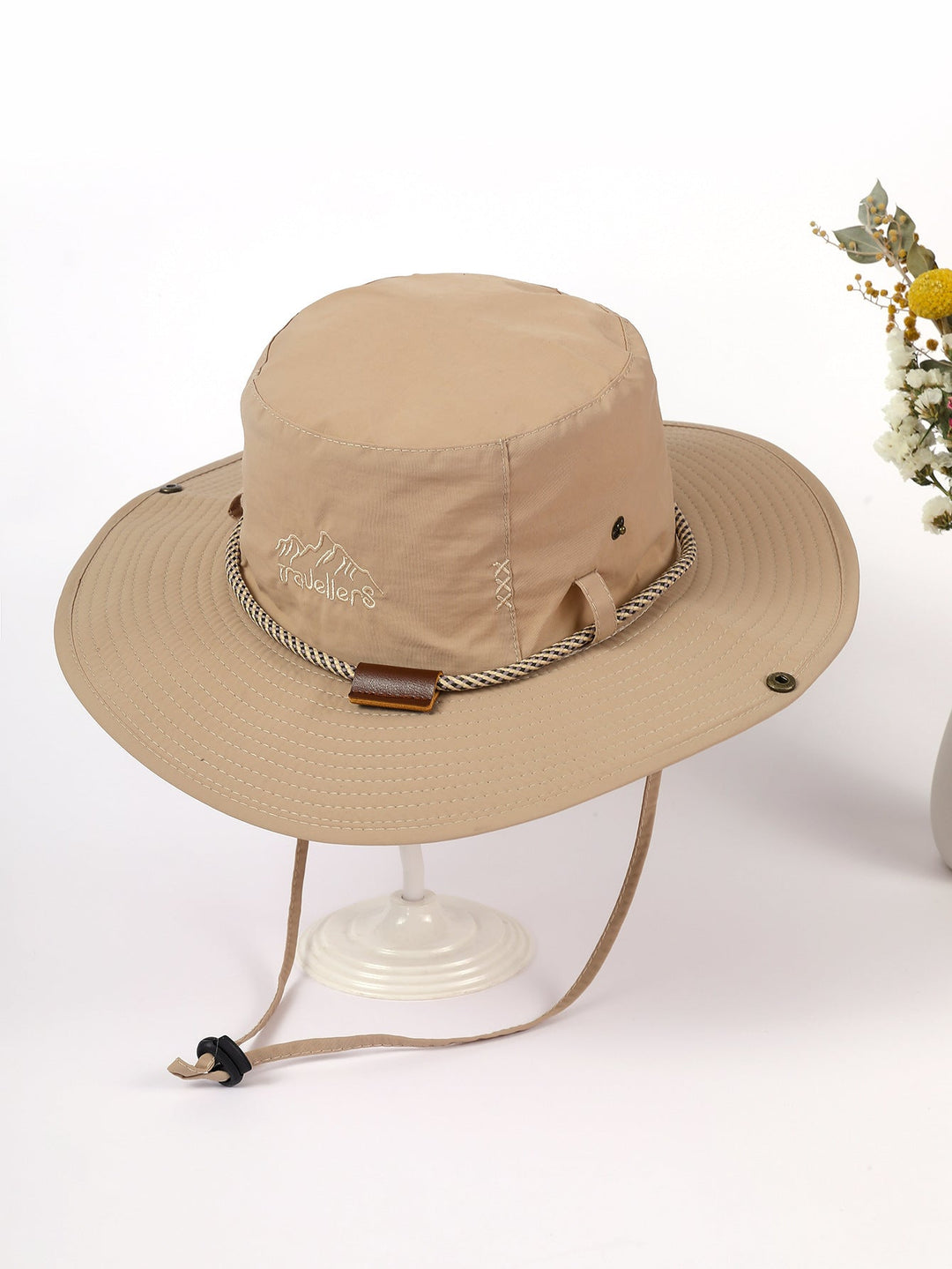 Women's Sun Hat with Wide Brim and Integrated Neck Strap Lune London