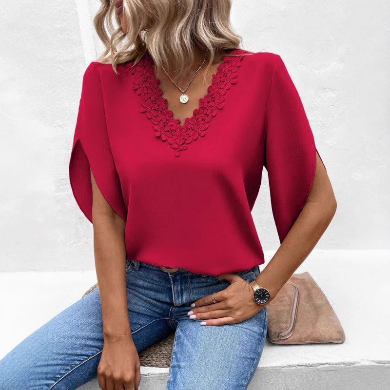 Elegant women blouse with lace decoration Lune London