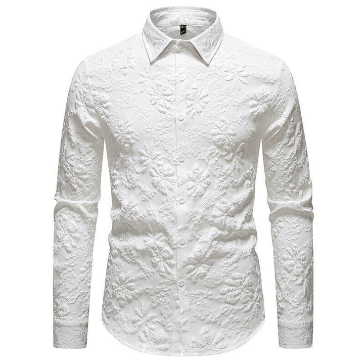 Men's long sleeve shirt with rich detailed floral embroidery Lune London