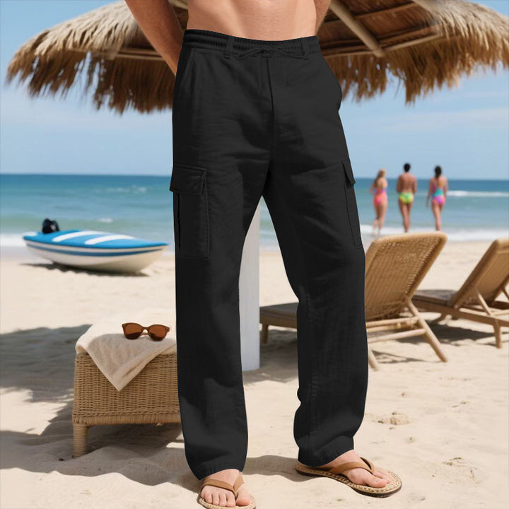 Lightweight and breathable fabric cargo pants for men with versatile pockets Lune London