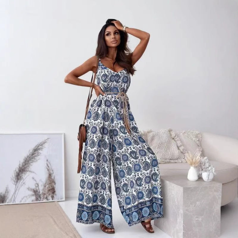 Ladies Bohemian Wide Leg Jumpsuit Lune London