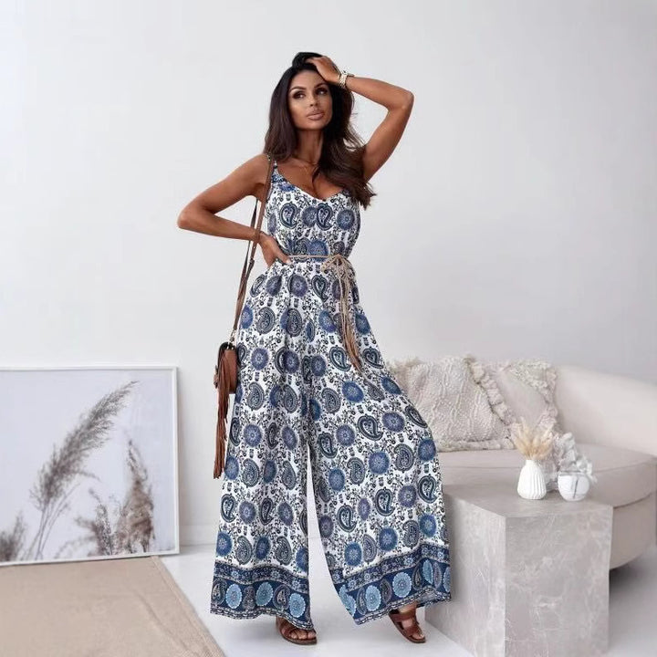 Ladies Bohemian Wide Leg Jumpsuit Lune London