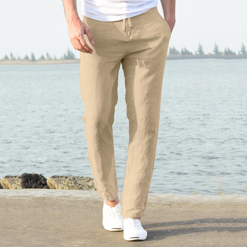 Casual linen pants for men with elastic waistband and side pockets Lune London
