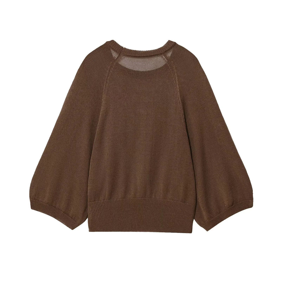 Pull femme décontracté avec manches larges et taille élastique Lune London
