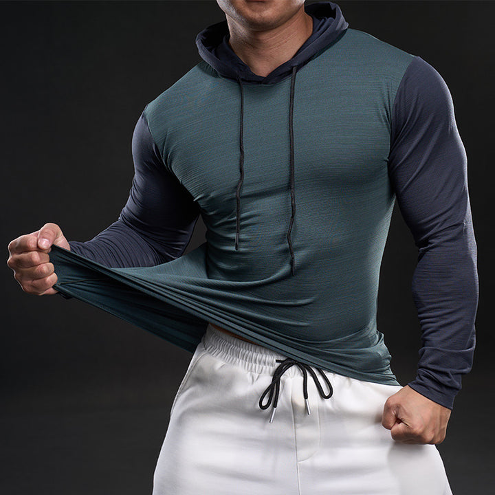Men's functional long-sleeve breathable t-shirt with hood Lune London