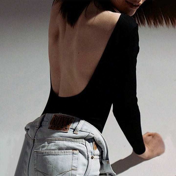 Chemisier ajusté à manches longues pour femme avec col rond et stretch à la mode Chic & Stil
