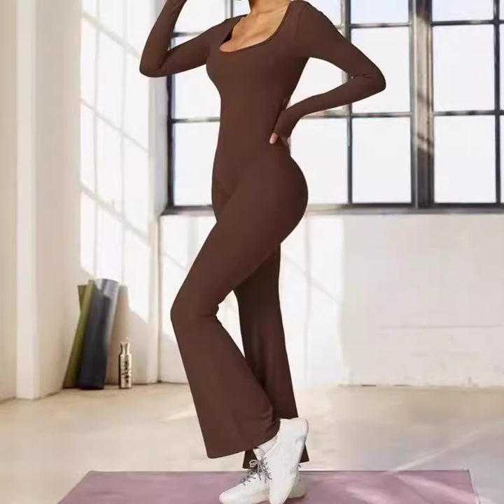 Ladies Long Sleeve Sporty Jumpsuit with Fitted Cut Lune London