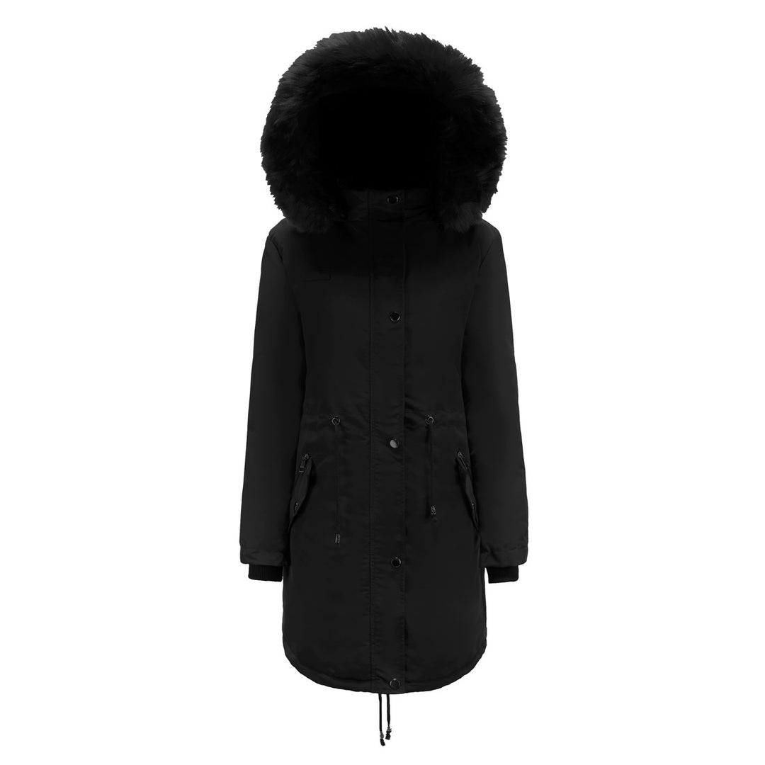 Ladies park jacket with removable faux fur collar and zippered side pockets Lune London