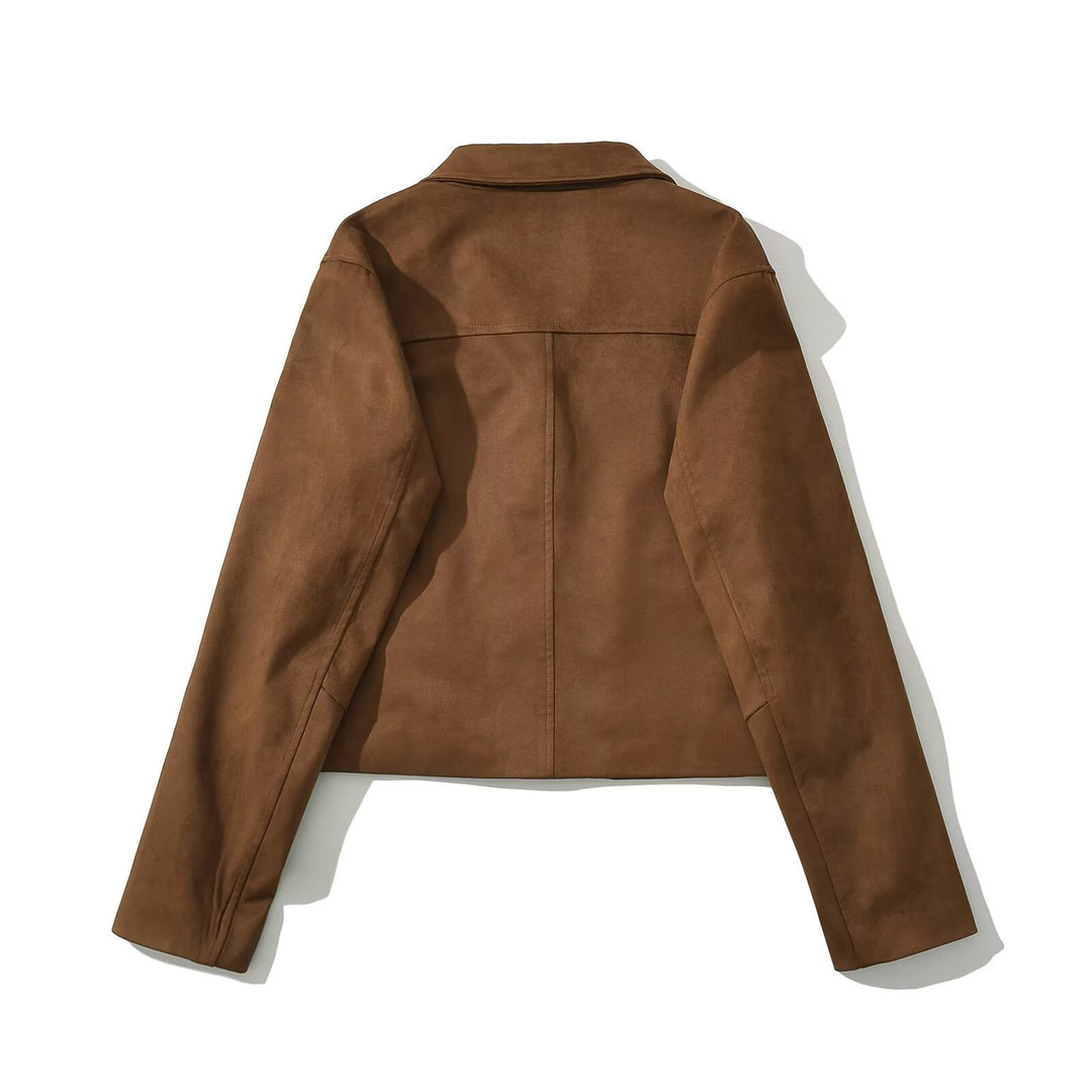 Ladies modular suede jacket with practical pockets and button closure Lune London