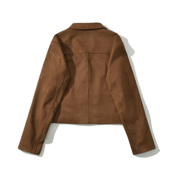 Ladies modular suede jacket with practical pockets and button closure Lune London