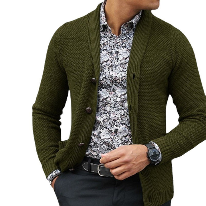 Men's knitted jacket with elegant button details and a structured texture Lune London
