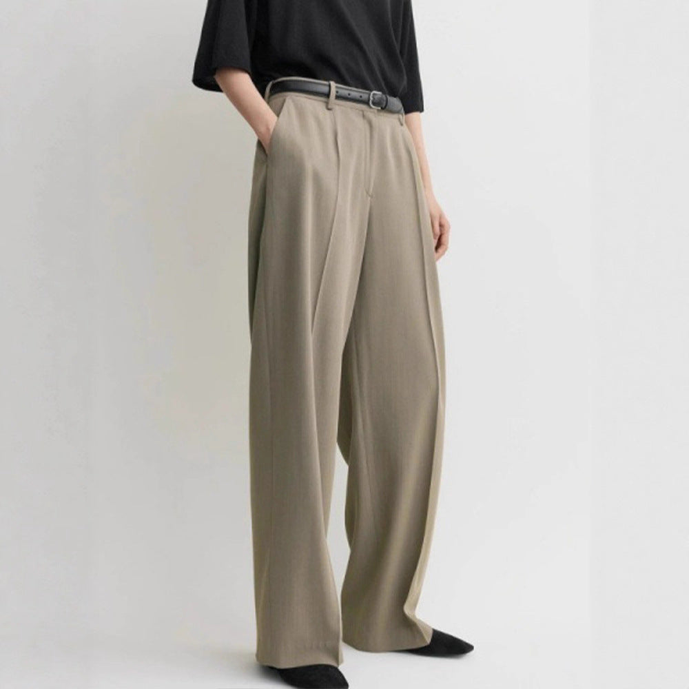 Pantalons élégants pour femmes taille haute avec jambe large et finition de surface stylée Chic & Stil