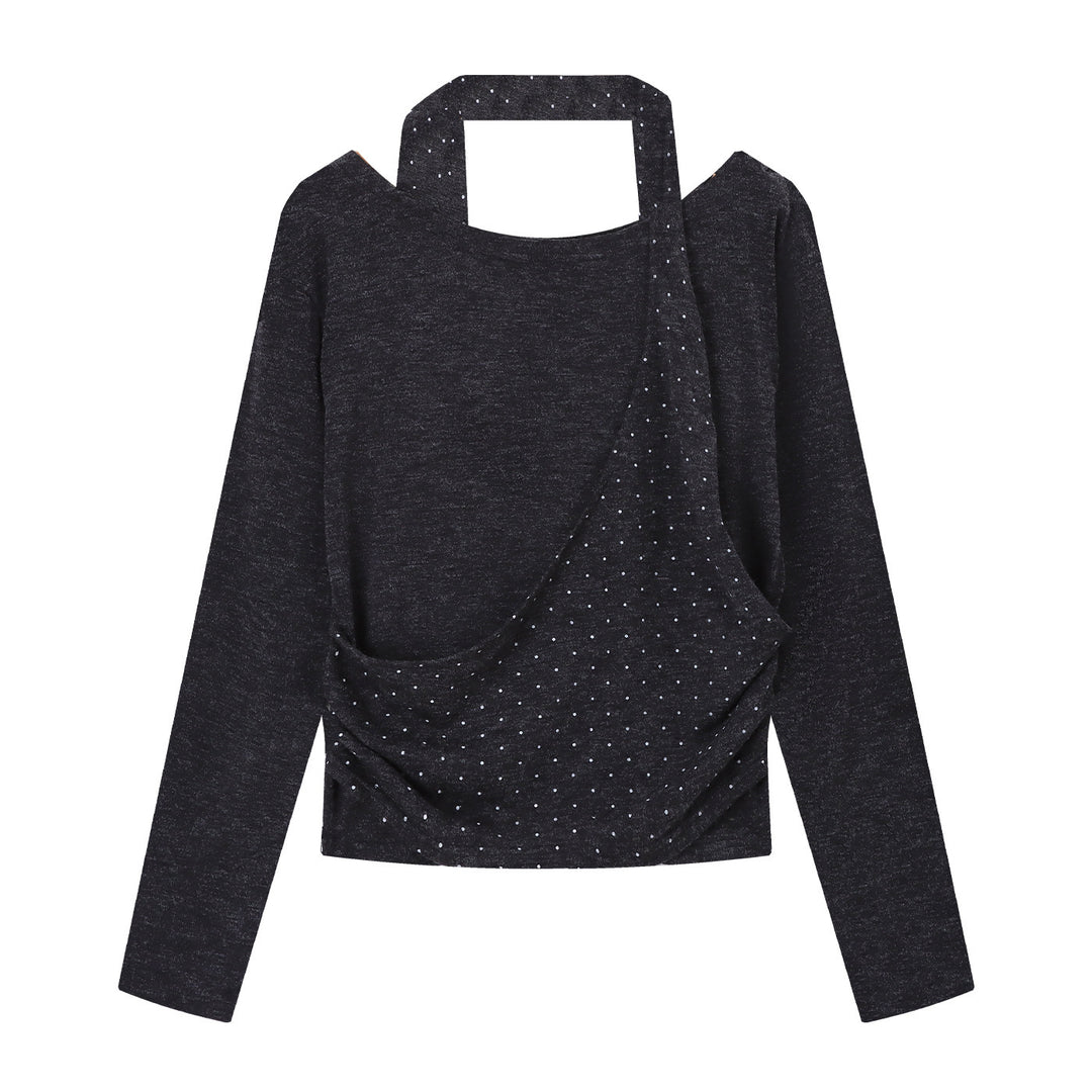 Women's long sleeve top with asymmetric cut and decorative details Chic & Stil