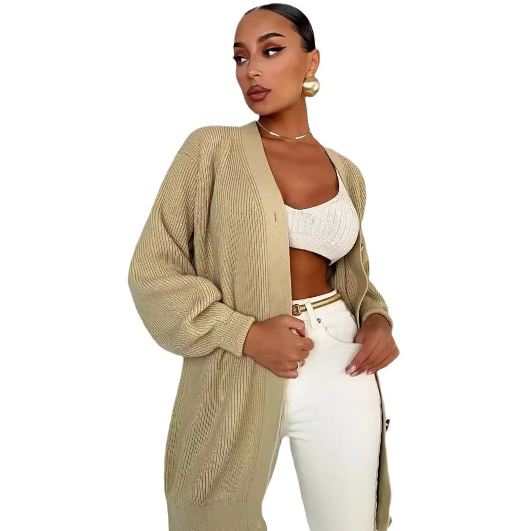 Oversized knit jacket for women with decorative buttons Lune London